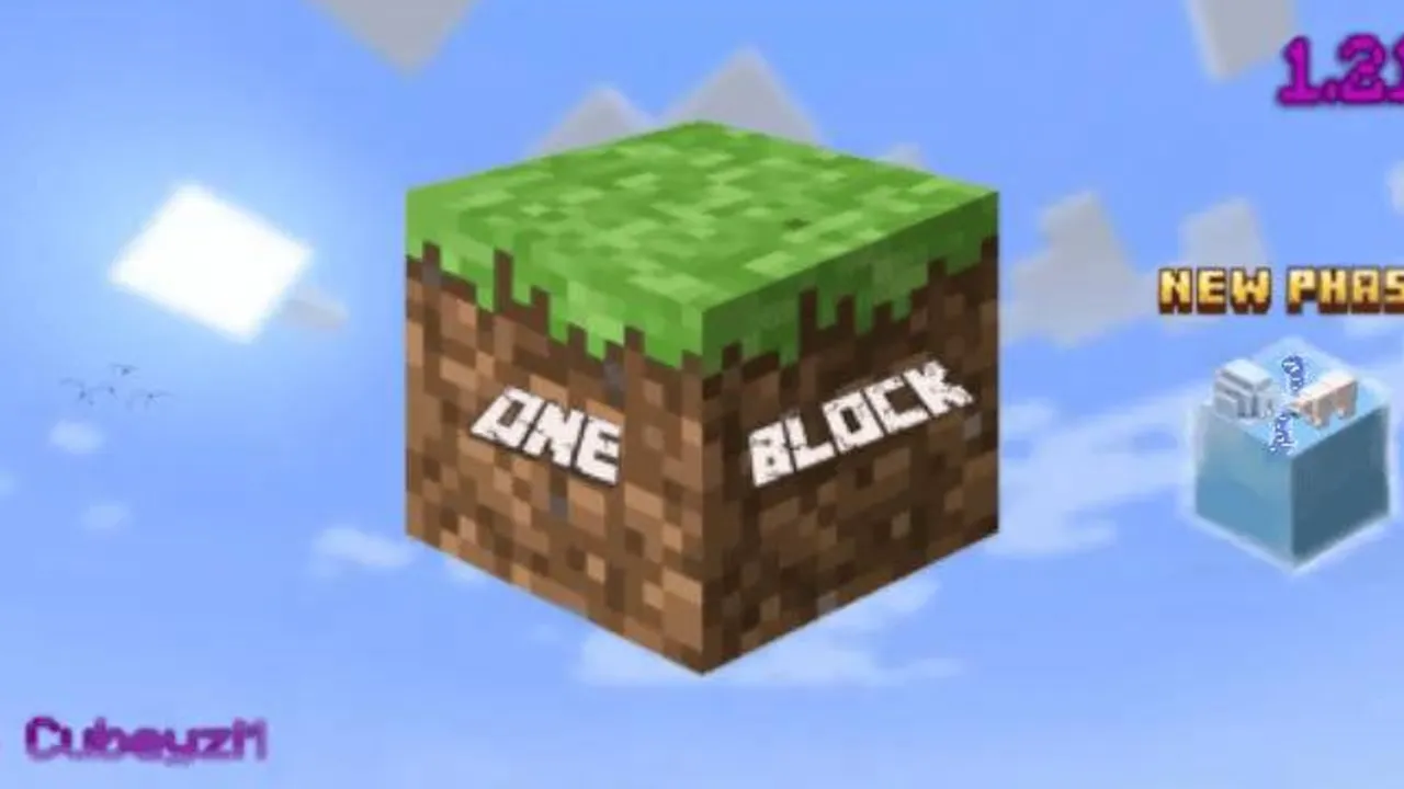 OneBlock by cbz_official map for Minecraft PE: One block with text on it
