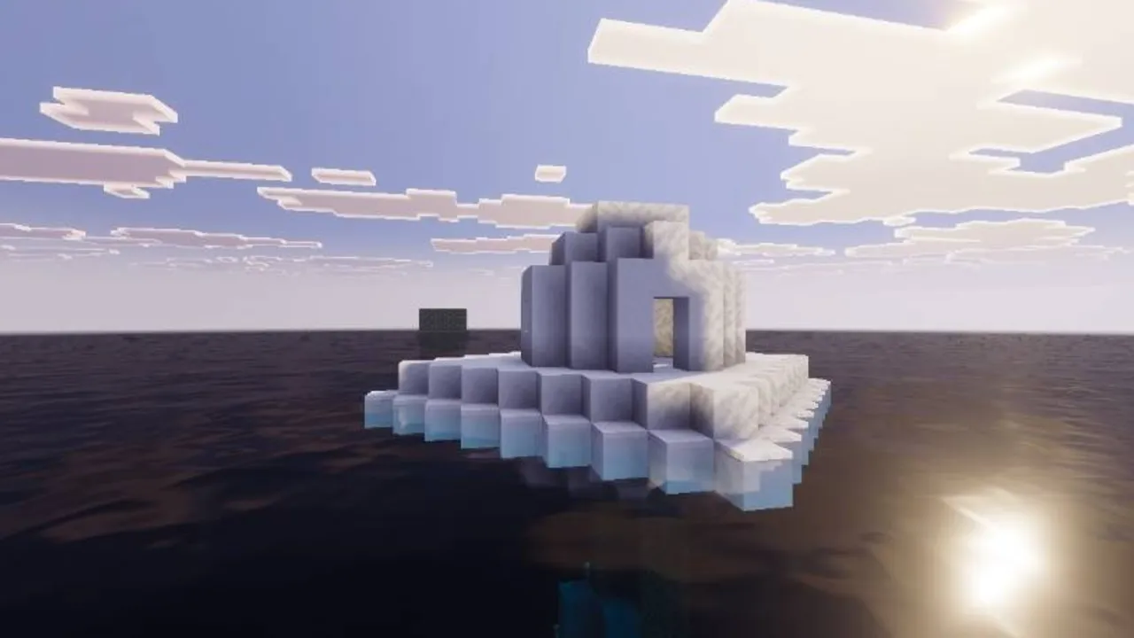 Only Raft World 100 Days Survival map: Snow igloo on small ice island