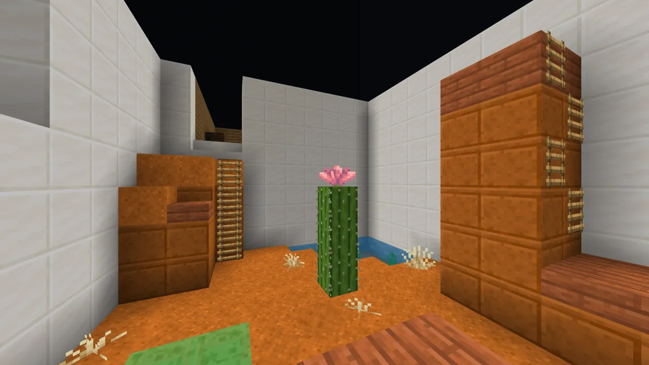 Parkour A Map: Cactus with pink flower in desert room