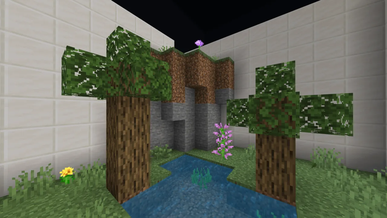 Parkour A Map: Trees and water in a room