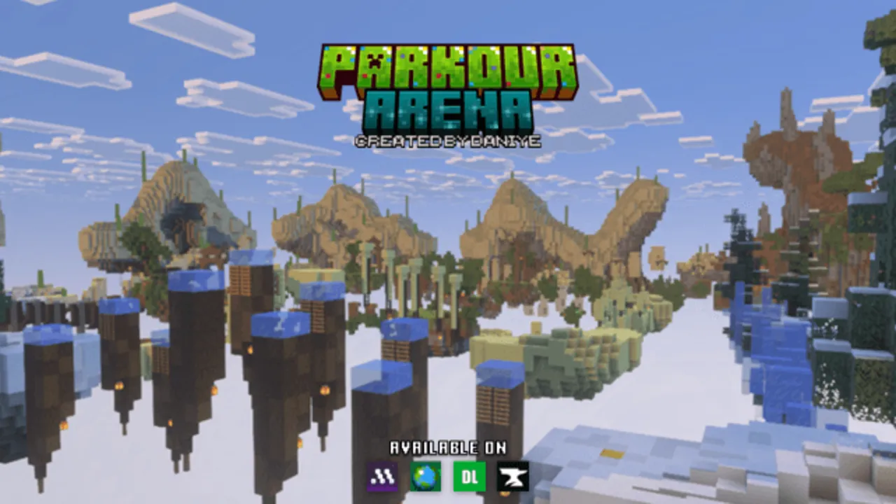 Parkour Arena map for Minecraft PE: Parkour course with jumps and platforms
