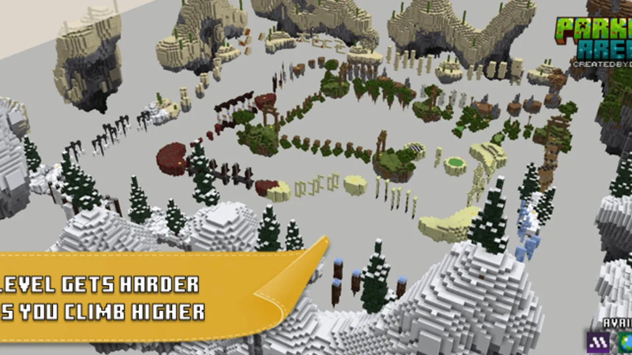 Parkour Arena map: Parkour course with trees and cliffs
