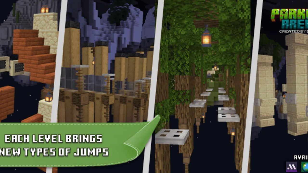 Parkour Arena map: Parkour levels with new jump types