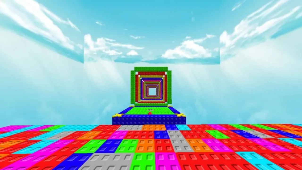 Roblox Parkour Obby map: Colorful blocks with square tunnel