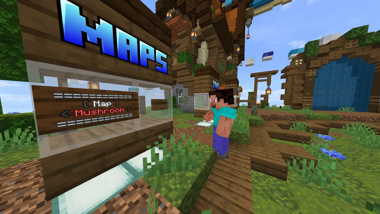 SkyWars Deluxe map: Player stands near map shop