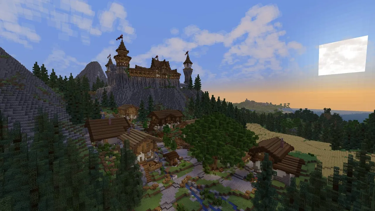 Stonehill Castle map: Castle on hill with forest and village
