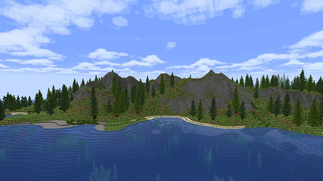 Survival Island map: Island with mountains and trees near water