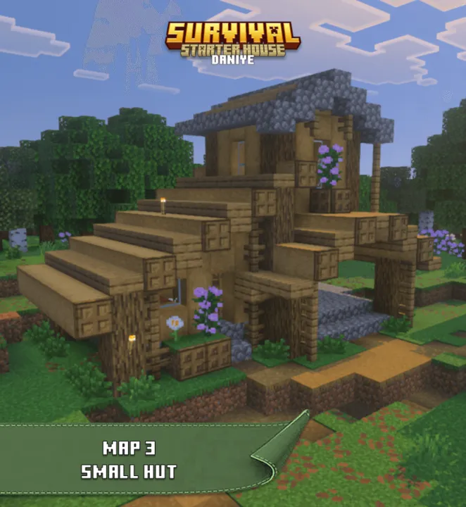 Survival Starter House map: Small wooden house with stone roof