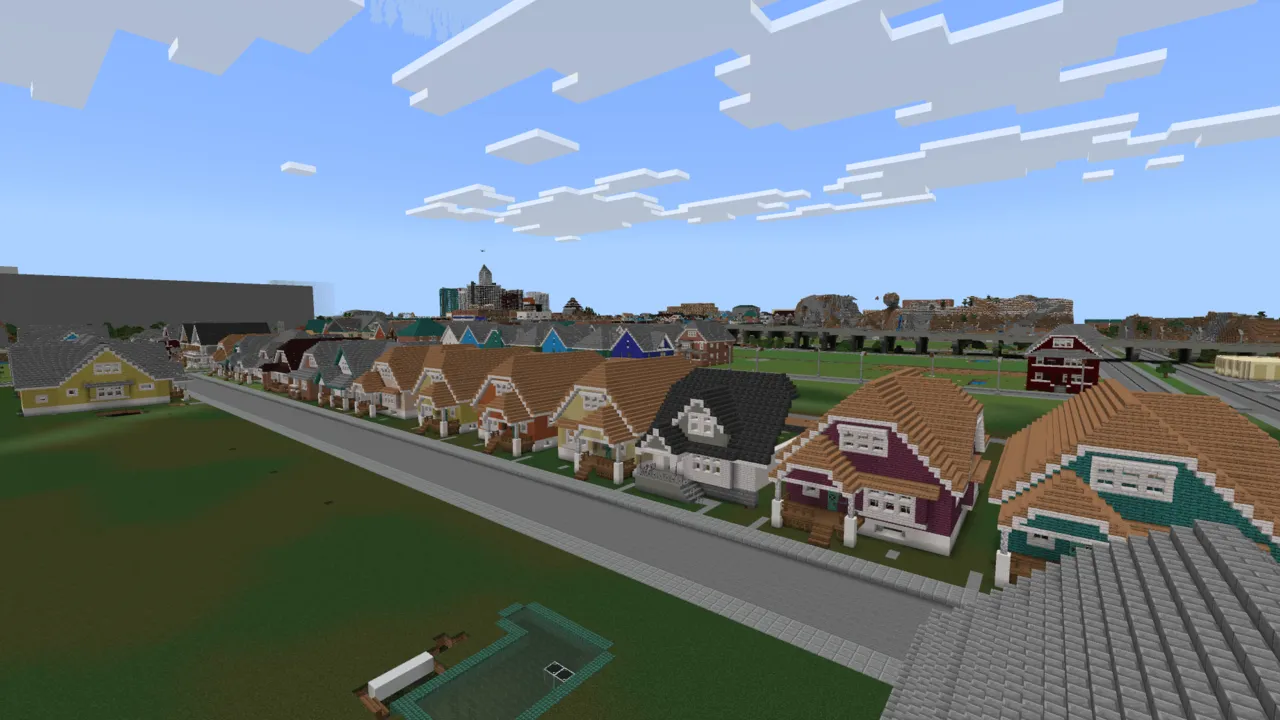 The City of Swagtropolis map: City street with houses and roads