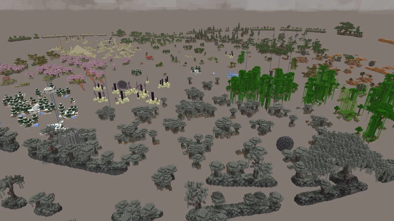 Tryzz's Skyblock Adventure map: Islands with trees and structures