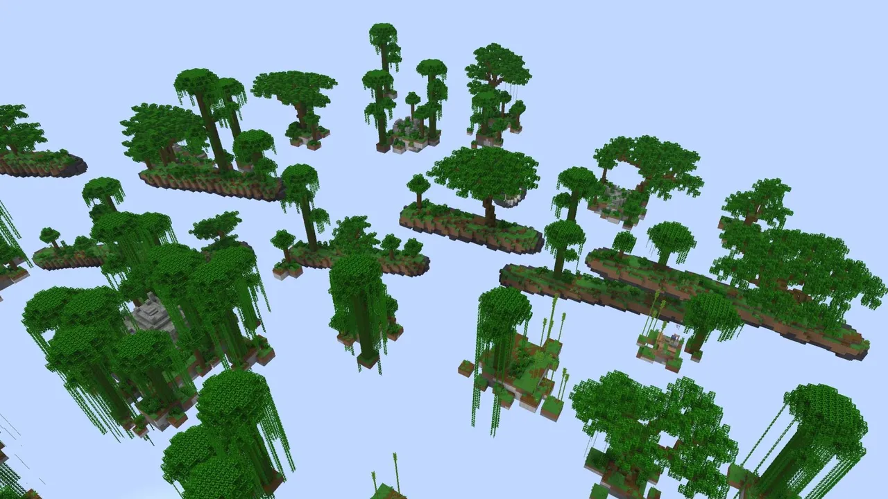 Tryzz's Skyblock Adventure map: Varied biomes to visit across the different islands