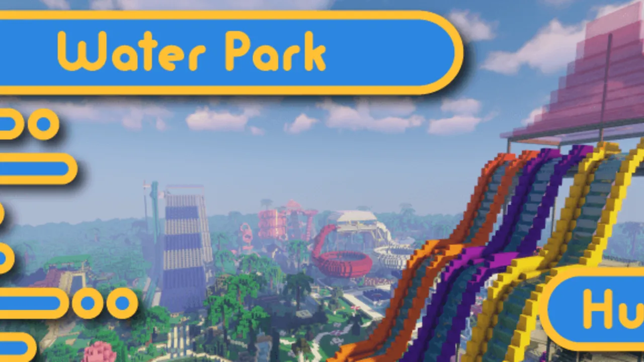 Water Park Hunt map for Minecraft PE: Water park with colorful slides