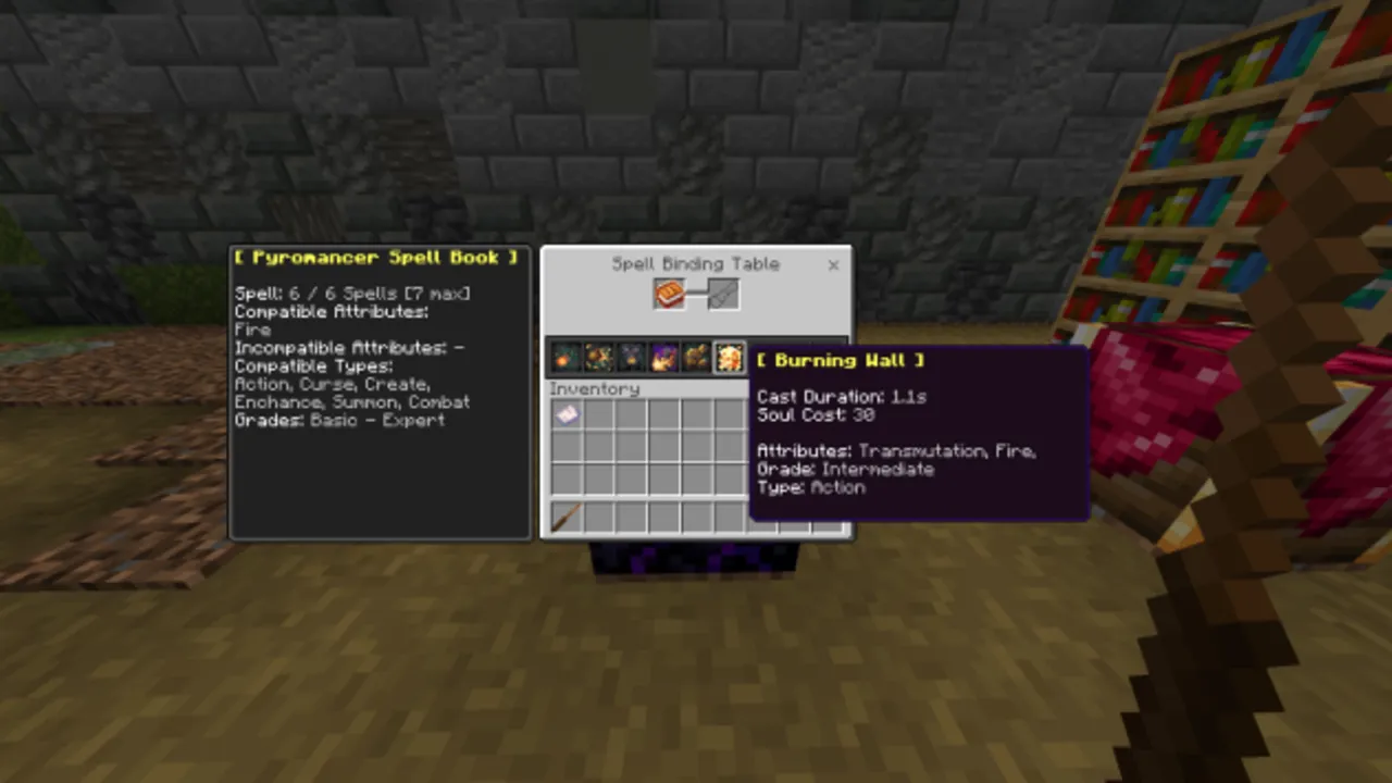 A Magic Way addon: Spell book with burning ball spell