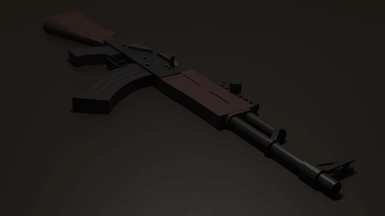 ActualGuns 3D addon: AK-style rifle on dark surface