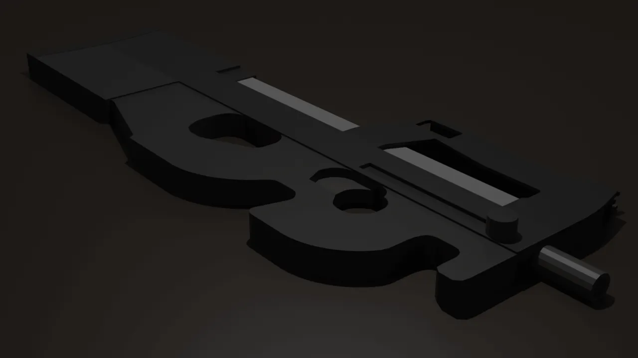 ActualGuns 3D addon: Black gun model with barrel and grip