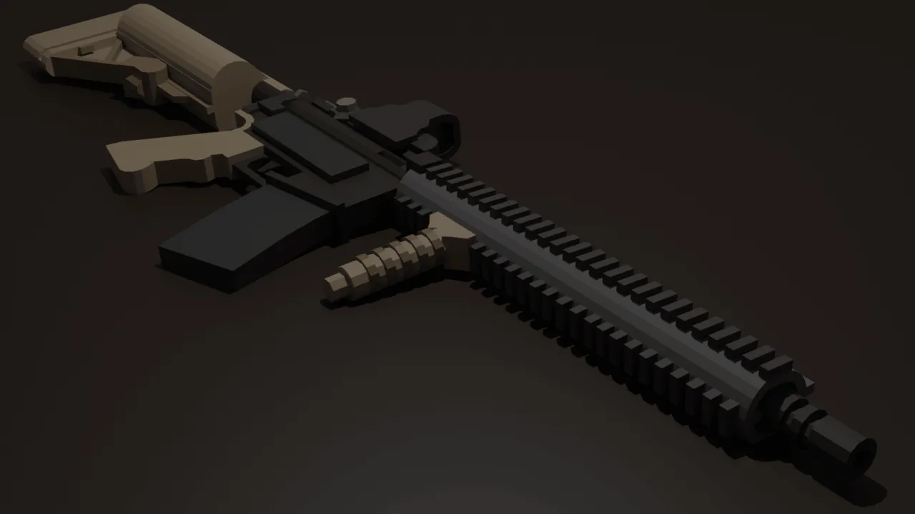 ActualGuns 3D addon: Black rifle with textured grip and rail
