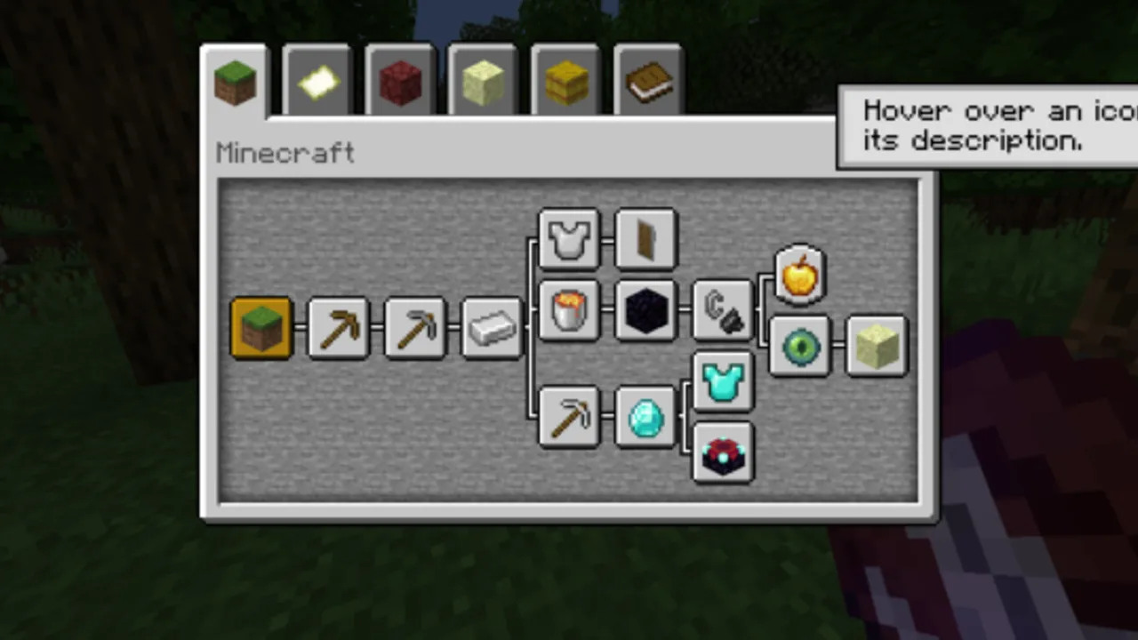 AdvancementPack addon: Inventory screen with crafting grid
