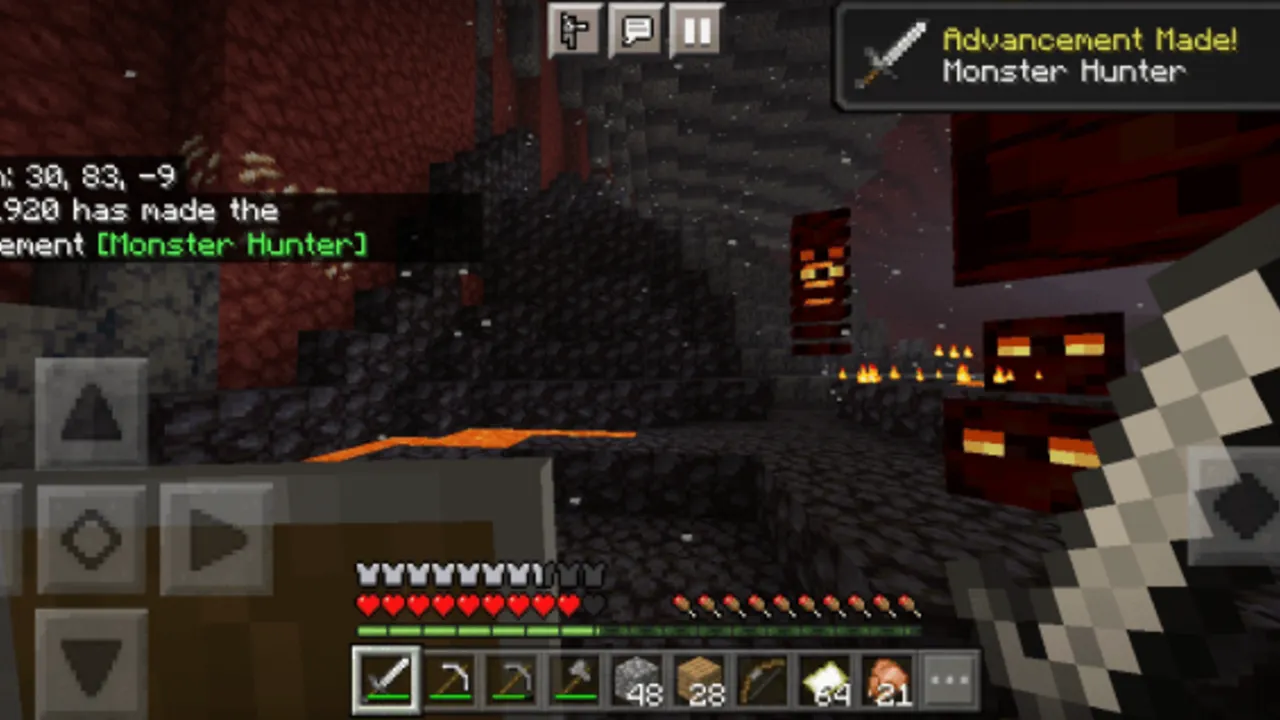 AdvancementPack addon: Monster hunter advancement notification in game