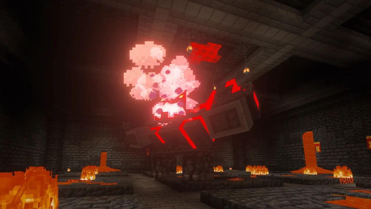 Alylica's Dungeons addon: Red creature exploding in stone room