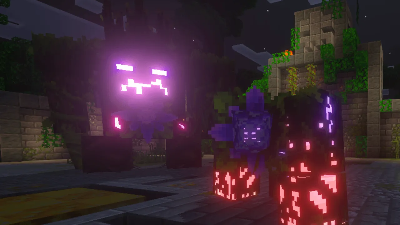 Alylica's Dungeons addon: Glowing creatures in a dark dungeon