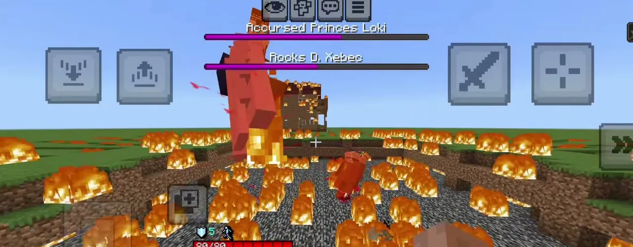 Asa’s One Piece Addon: Battle scene with glowing lava blocks