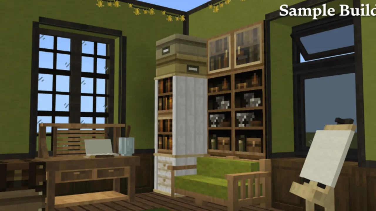 BE Ghoulcraft - Furniture Pack addon: Furnished room with bookshelves and desk