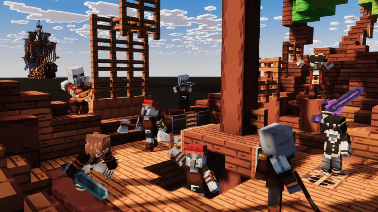 Bedrock Reimagined addon: Custom Pirate Ships