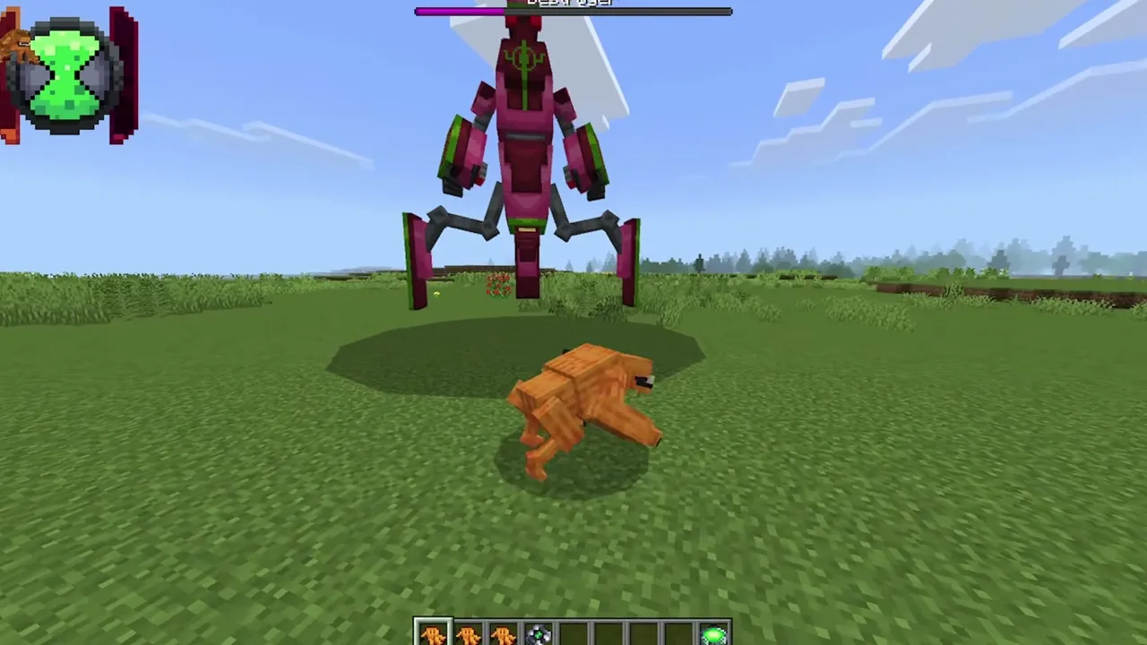 Ben 10 Omni NR Addon for Minecraft PE: Player facing giant alien robot