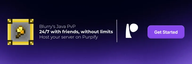 Blurry's Java PvP addon for Minecraft PE: Java PvP server with purple button