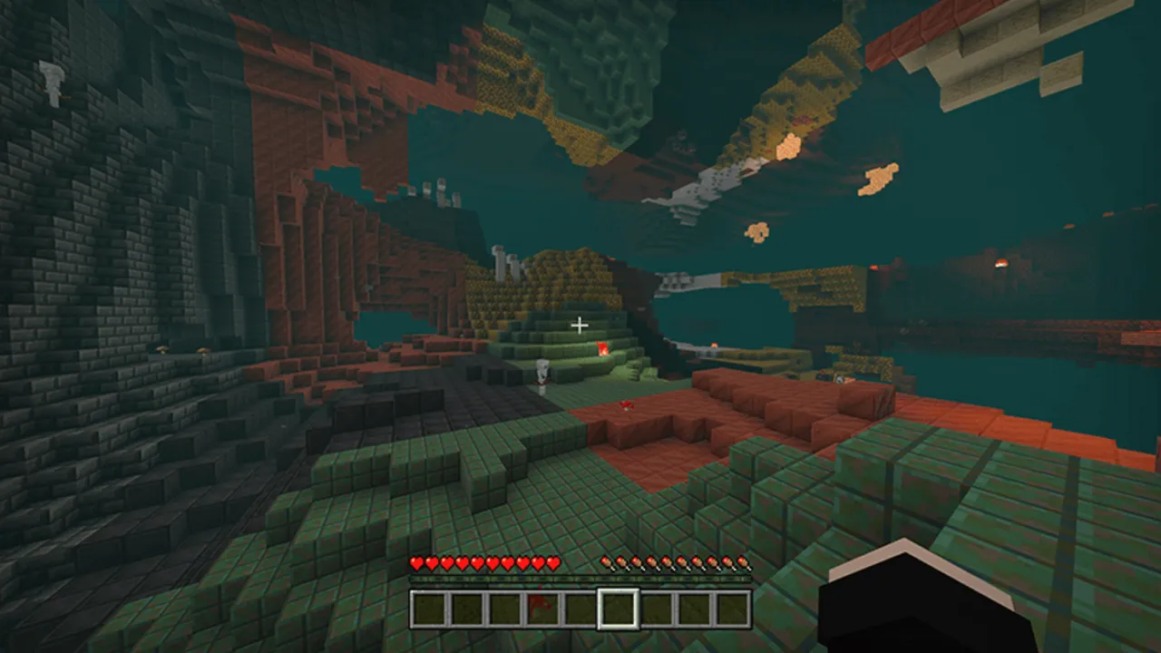 Chunks are Random addon: Teal cave with green and red ground