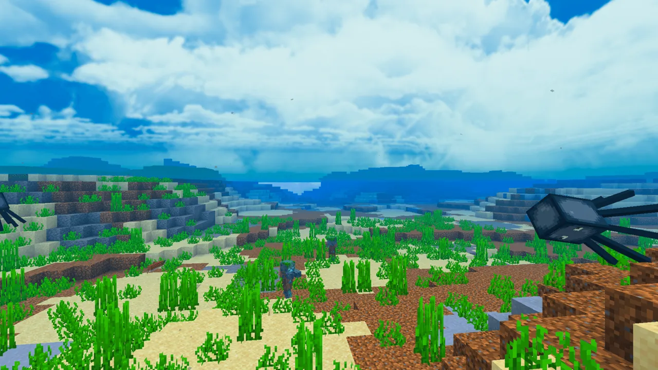 Clear Water Texture Pack addon: Spiders in clear water with coral and ruins