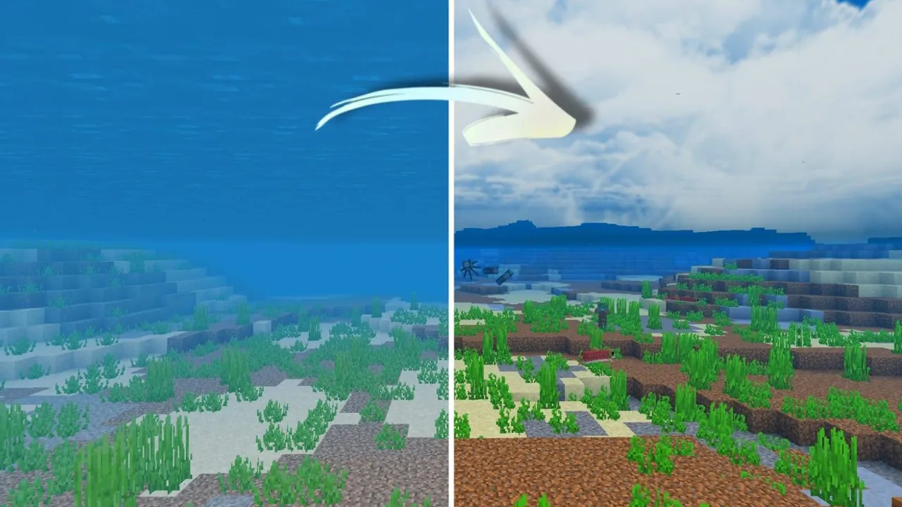 Clear Water Texture Pack addon: Underwater scene with clear water and sea grass