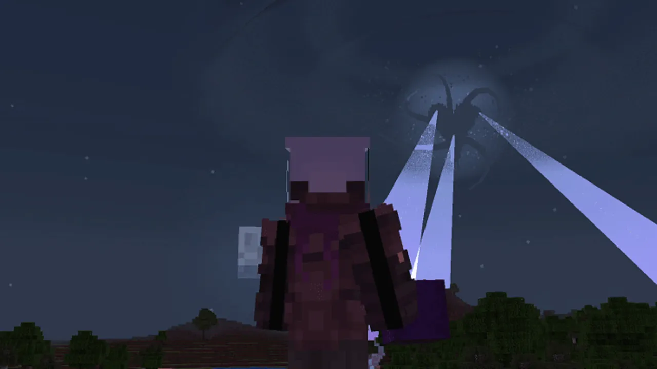 Cracker's Wither Storm Bedrock Port addon: Player facing glowing Wither Storm