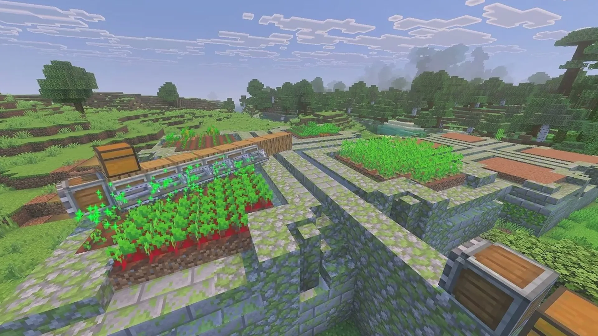Create Bedrock addon: Stone walls with crops growing