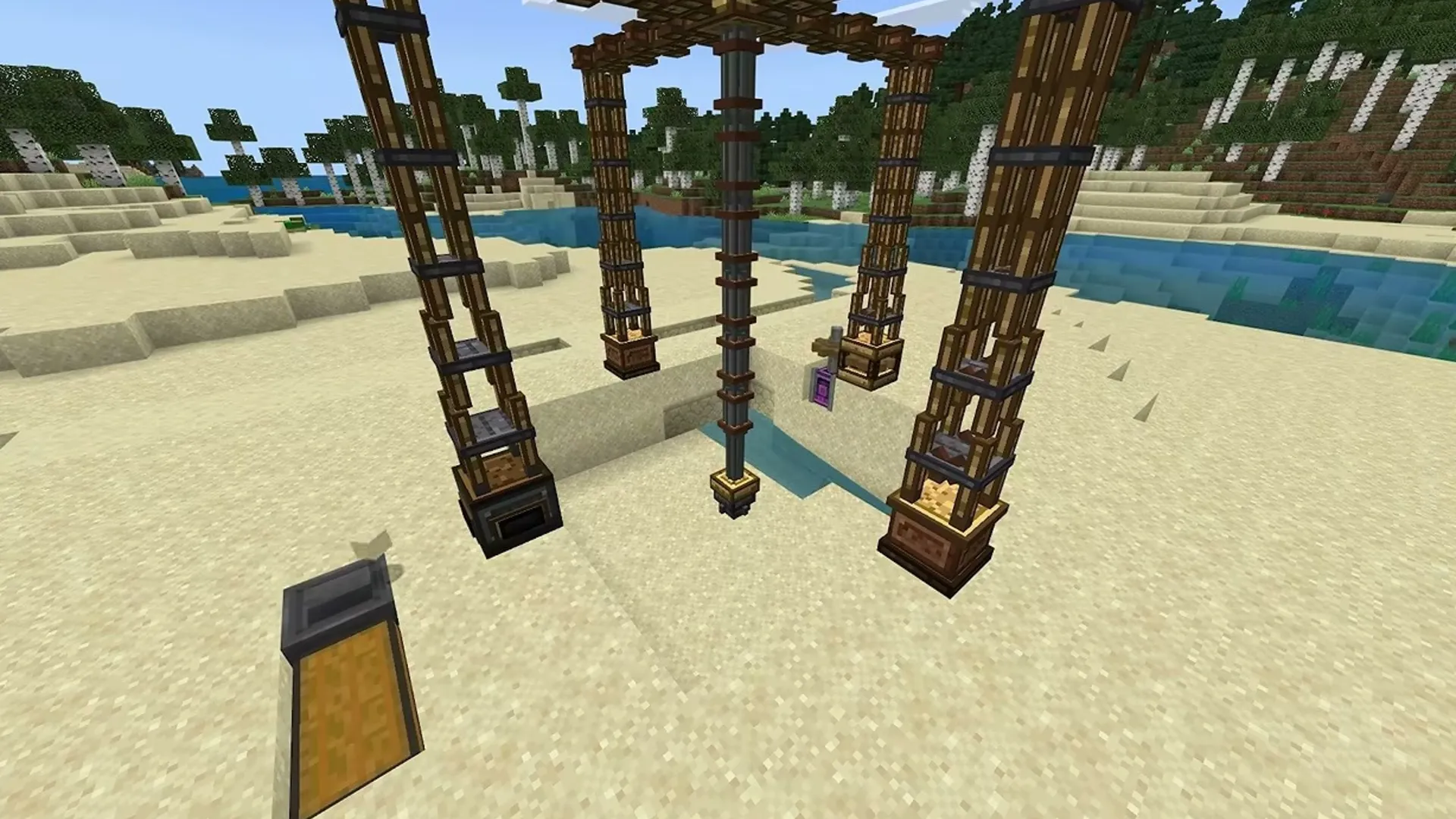 Create Bedrock addon: Beach with wooden structure over water