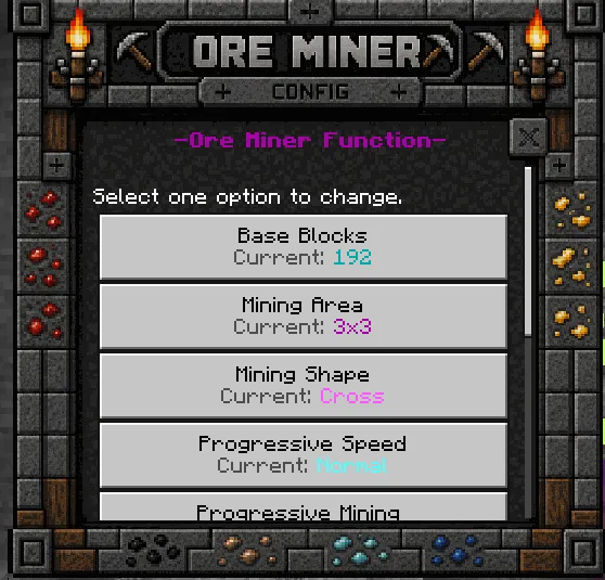 Definitive Ore Miner addon: Definitive Ore Miner Configuration UI