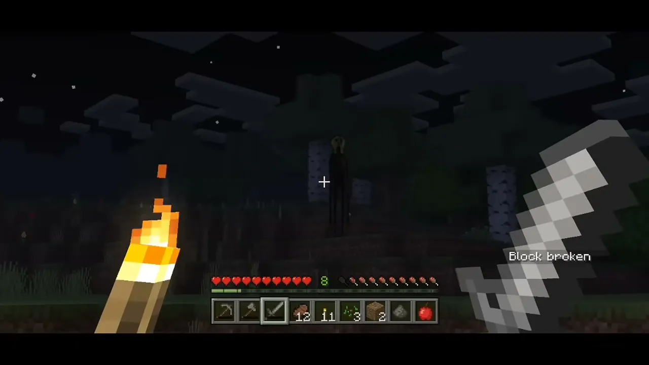 DontCry addon: A tall figure standing between the trees at night