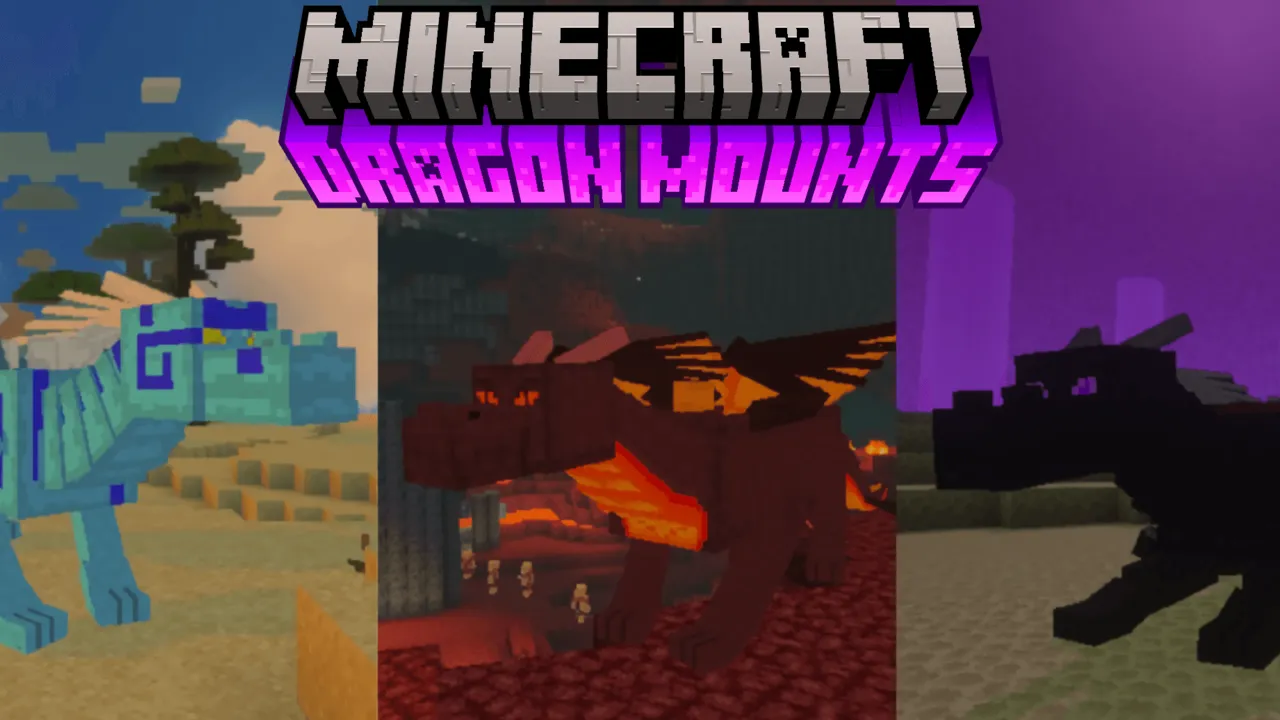 Dragon Mounts addon for Minecraft PE: cover art