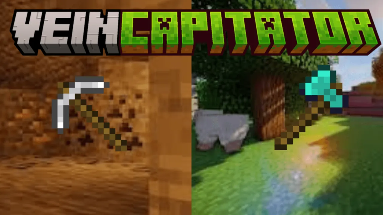 Edds' VeinCapitator addon for Minecraft PE: Crouching to mine ore vein Tree falling when log broken