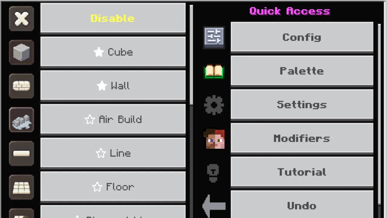 Effortless Building addon: Building menu with quick access options