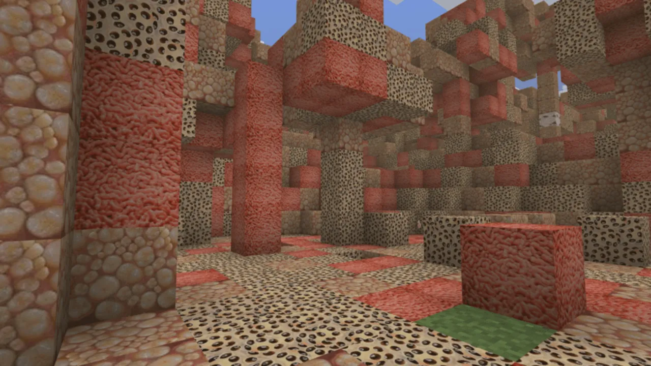 Evil Hunter addon: Red and stone blocks in a room