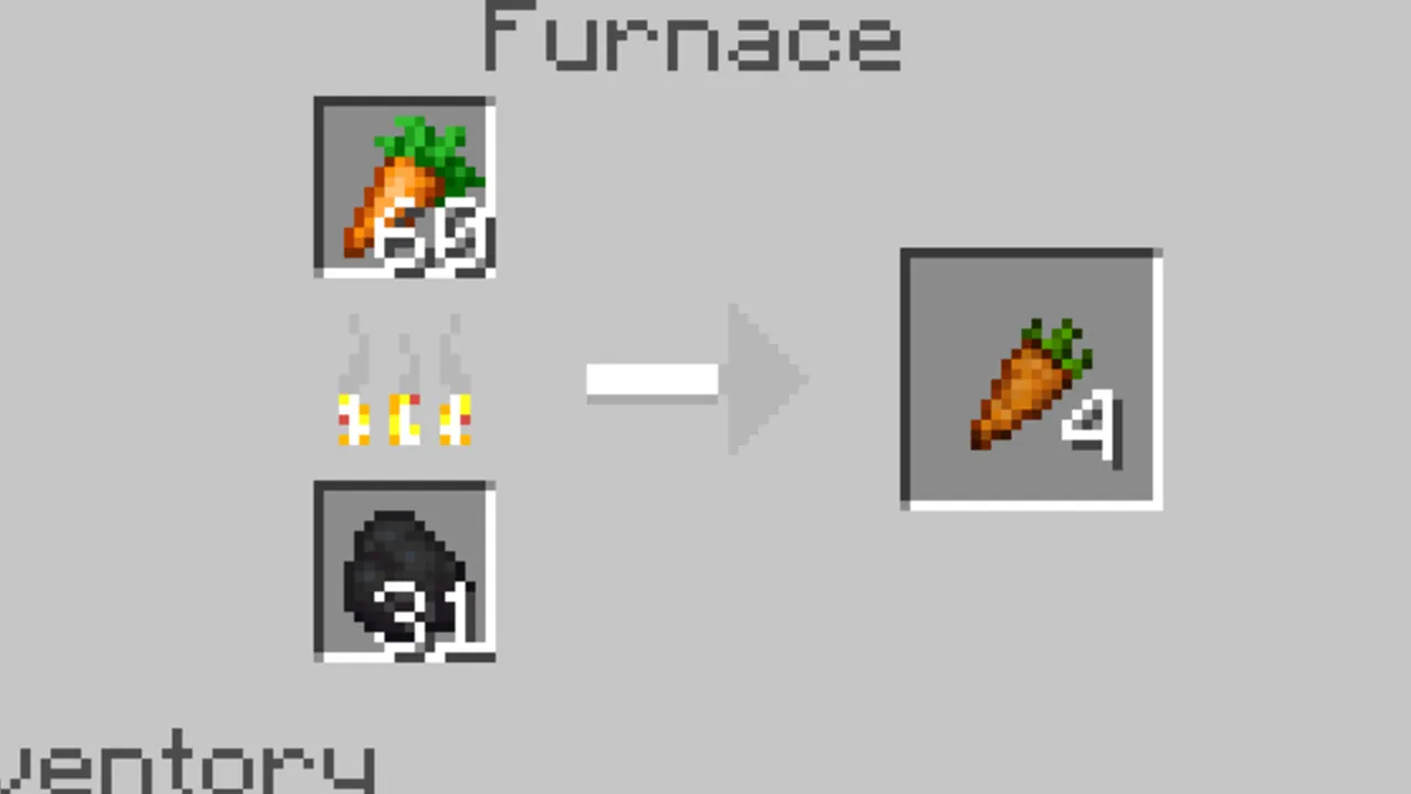 Expansive Ores addon: Furnace smelting carrots with coal