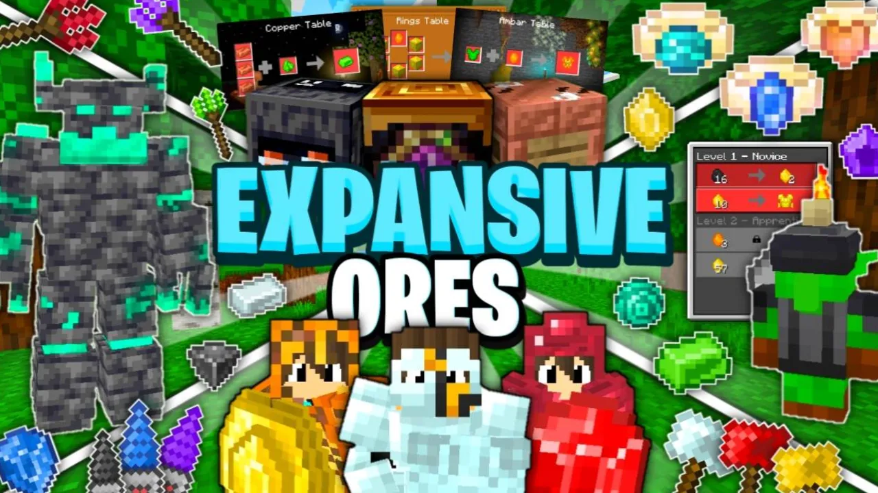 Expansive Ores addon for Minecraft PE: New ores armor tools and pets