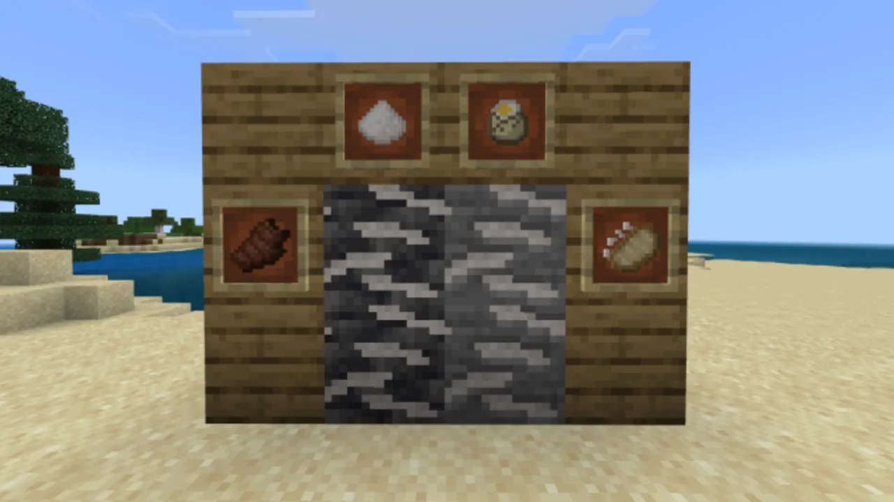 Expansive Ores addon: Wooden wall with four framed items