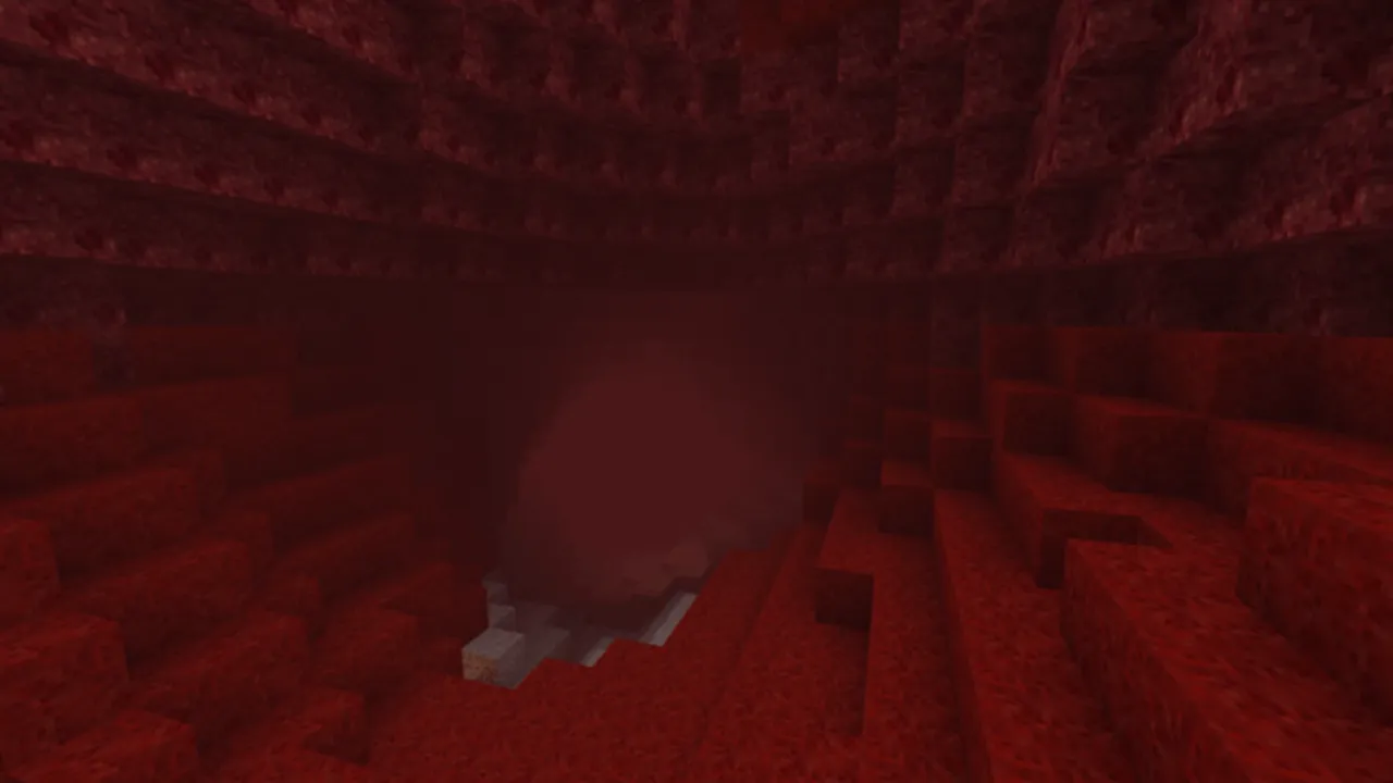 Experiment 8 addon: Red netherrack cave with glowing center