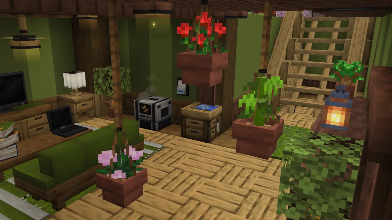 Fabulous Furniture addon: Living room with plants and furniture
