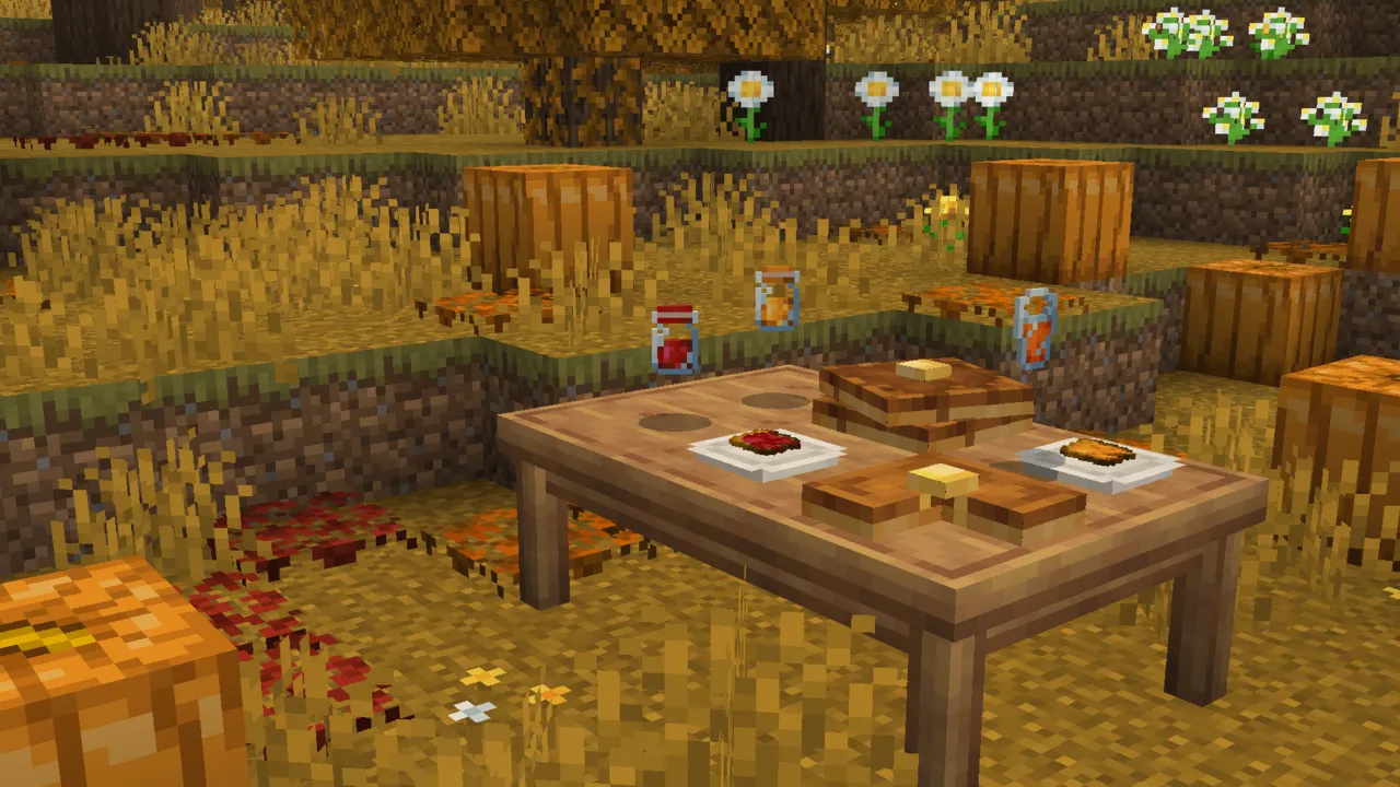 Fabulous Furniture addon: Wooden table with food and blocks