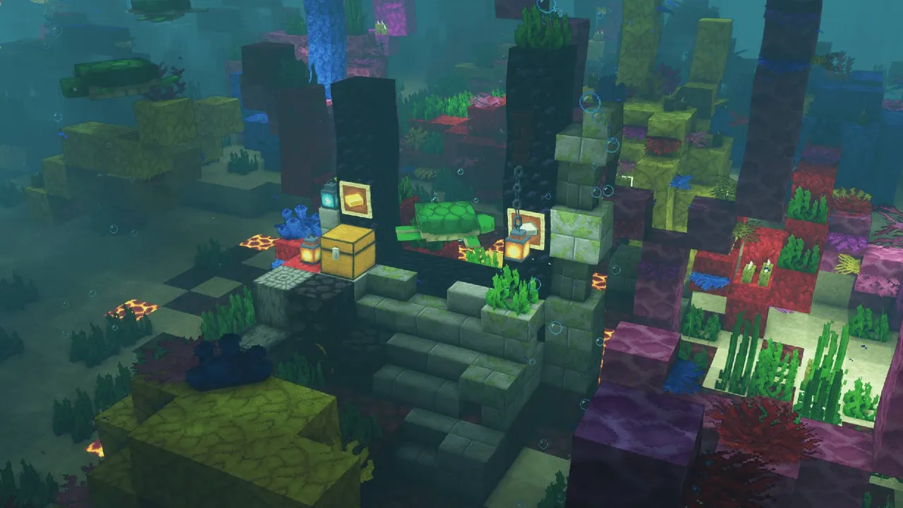 Faithful 32x addon: Underwater ruins with glowing blocks