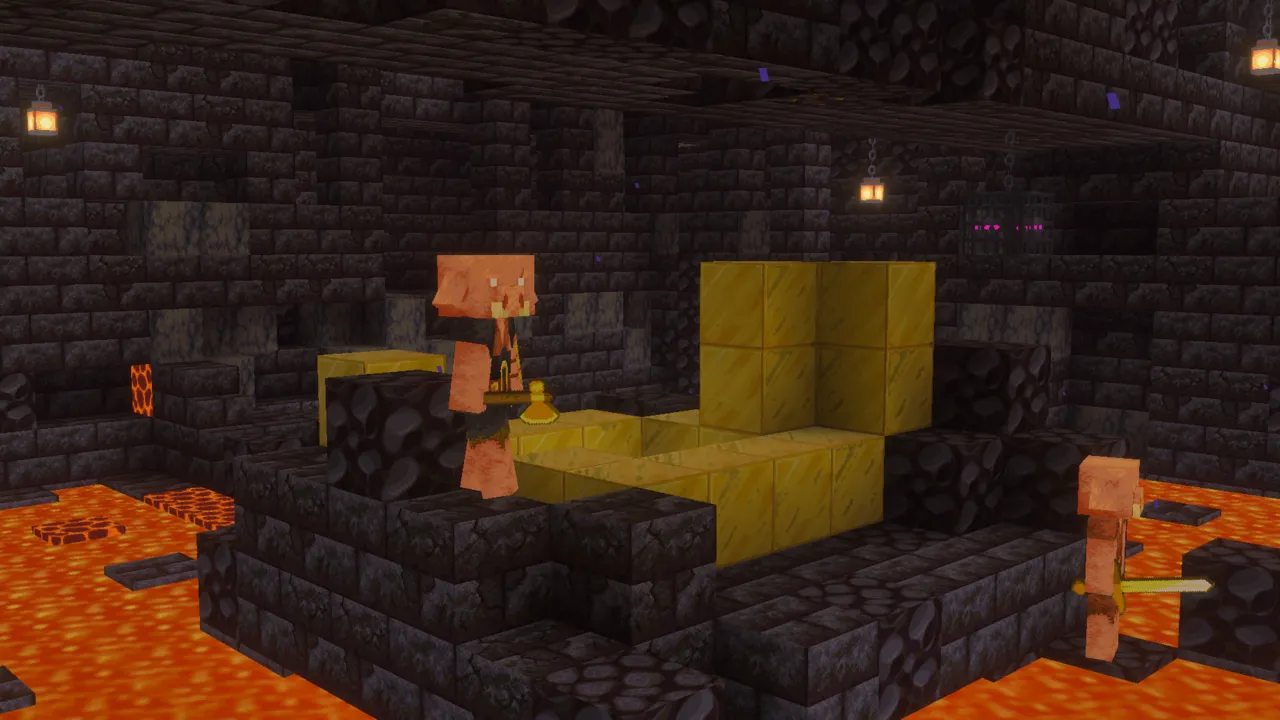 Faithful 64x addon: Cave with lava and golden blocks