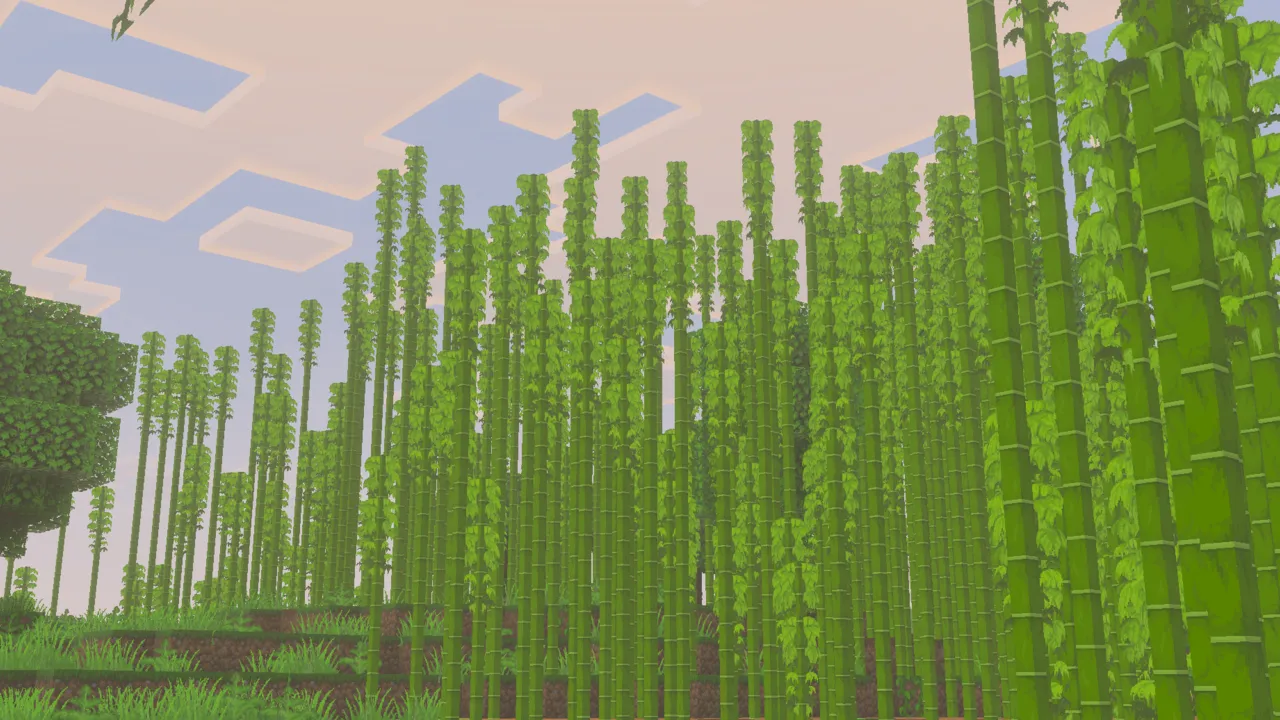Faithful 64x addon: Bamboo forest with tall green stalks